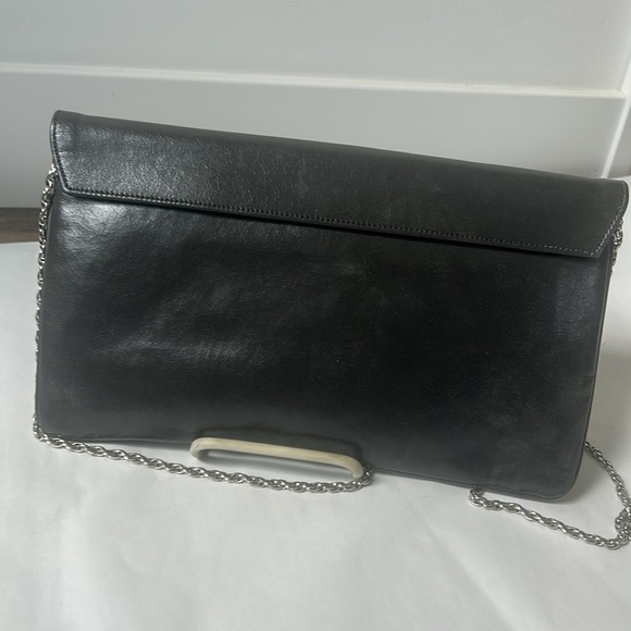 Vintage MardaneElegant Dark Grey Leather Clutch with Silver Accent - Picture 4 of 6
